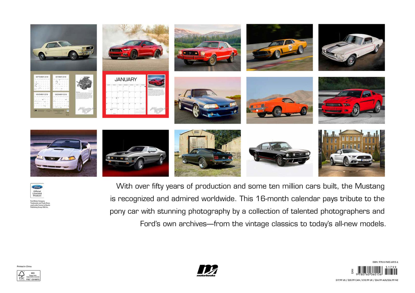 Ford Mustang 2019: 16-Month Calendar Includes September 2018 Through December 2019