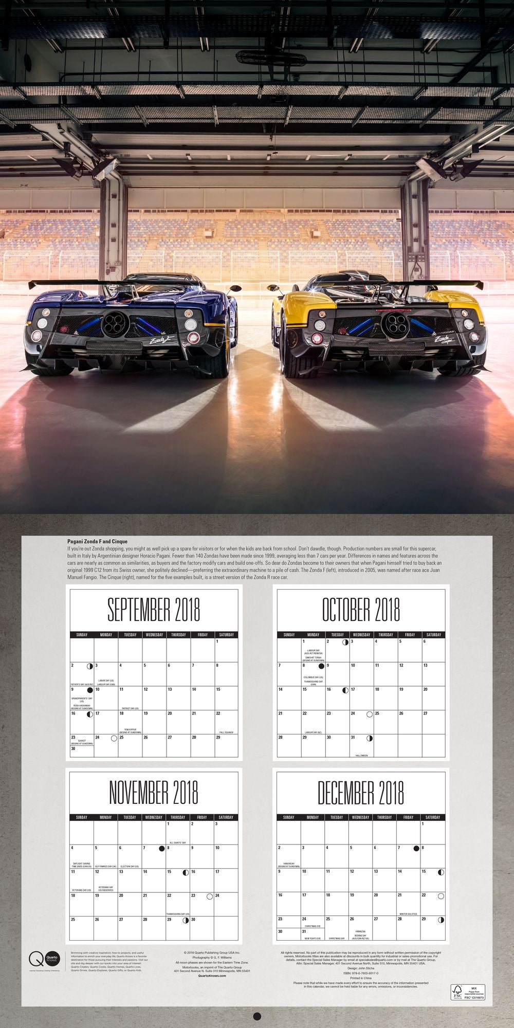 Supercars 2019: 16 Month Calendar Includes September 2018 Through December 2019