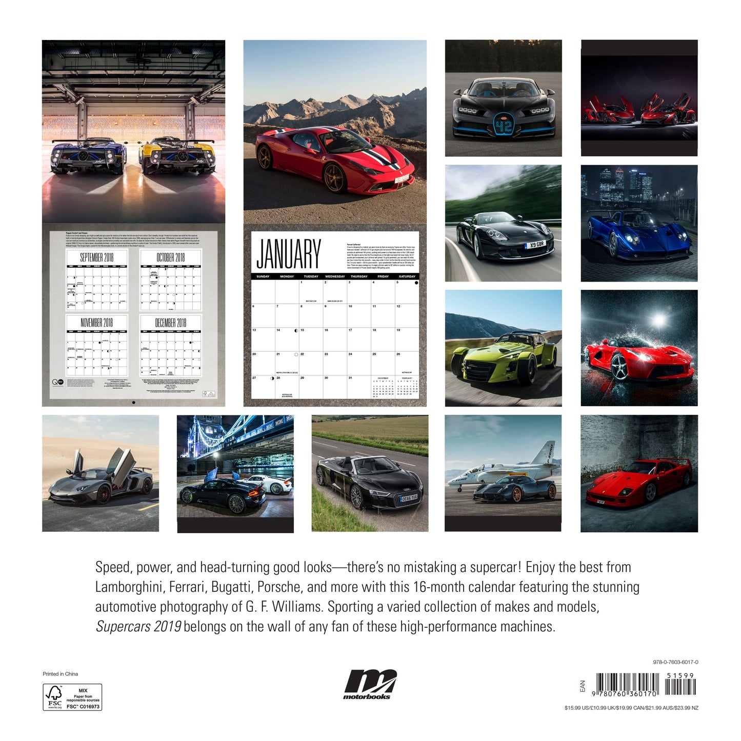 Supercars 2019: 16 Month Calendar Includes September 2018 Through December 2019