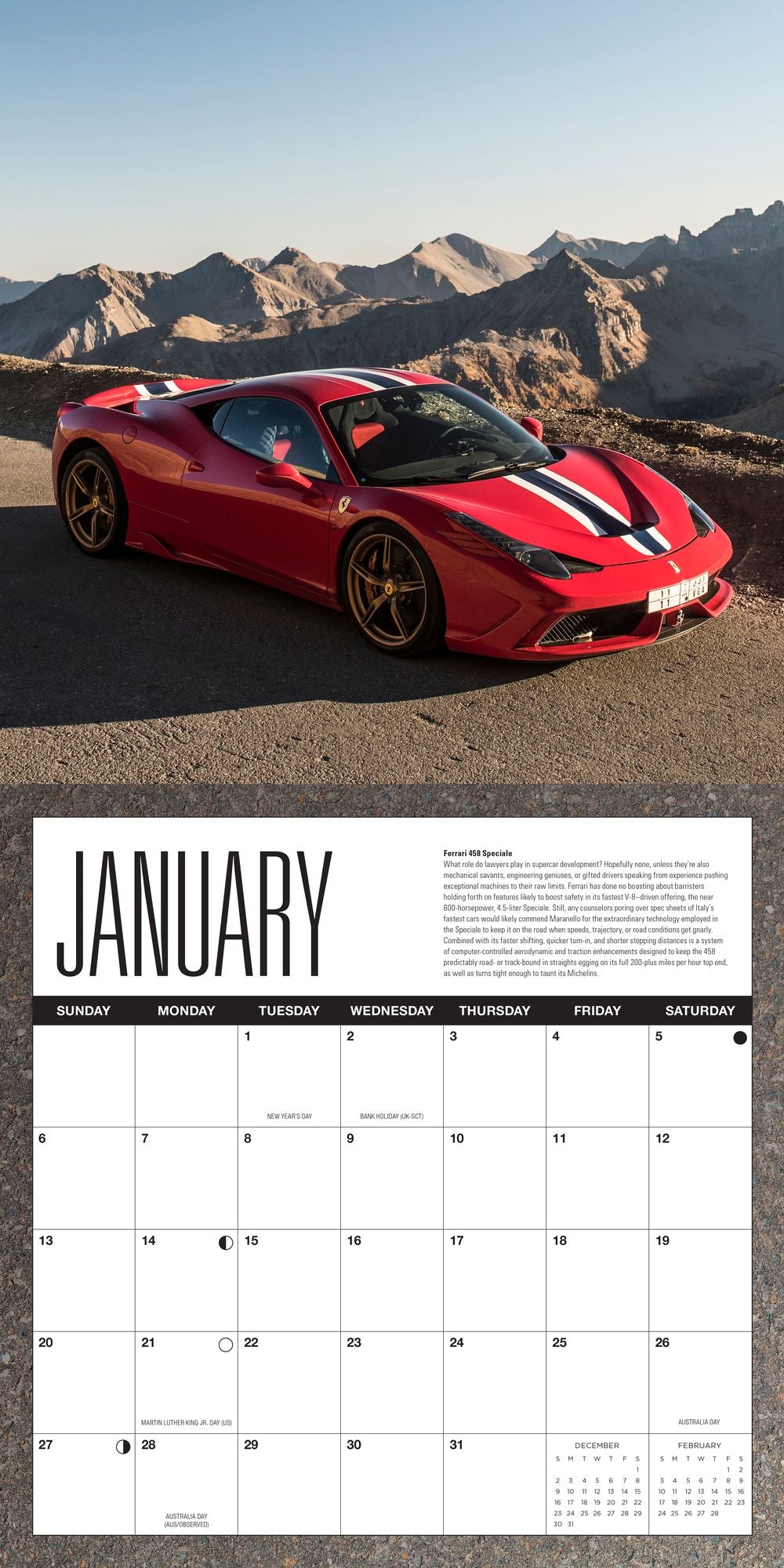 Supercars 2019: 16 Month Calendar Includes September 2018 Through December 2019
