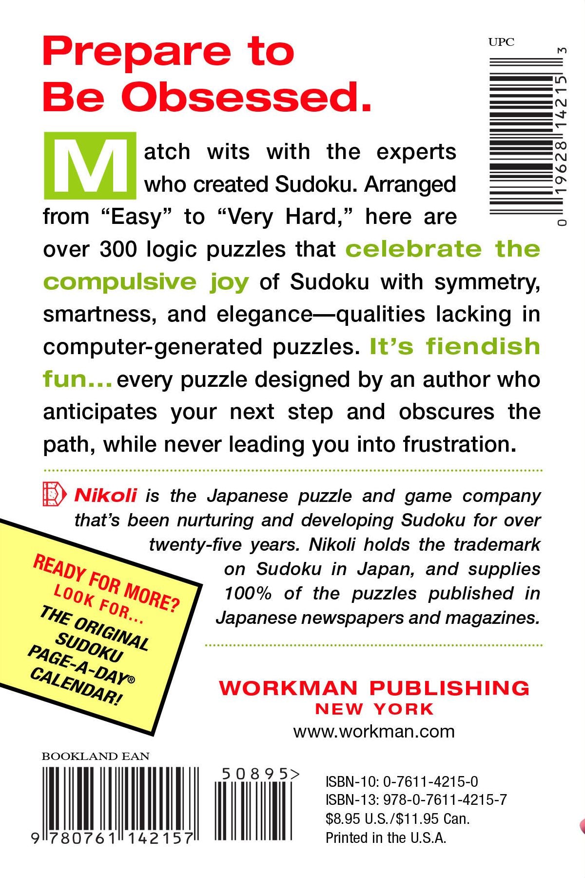 The Original Sudoku: Over 300 Hand-Crafted Puzzles! From the Japanese Publisher that Invented SuDoku