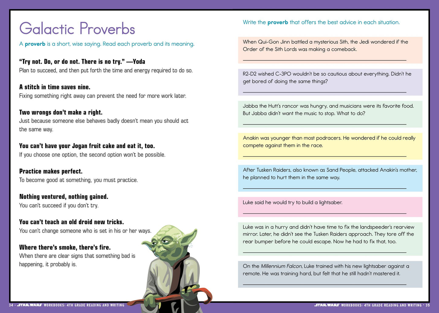 Star Wars Workbook: 4th Grade Reading and Writing