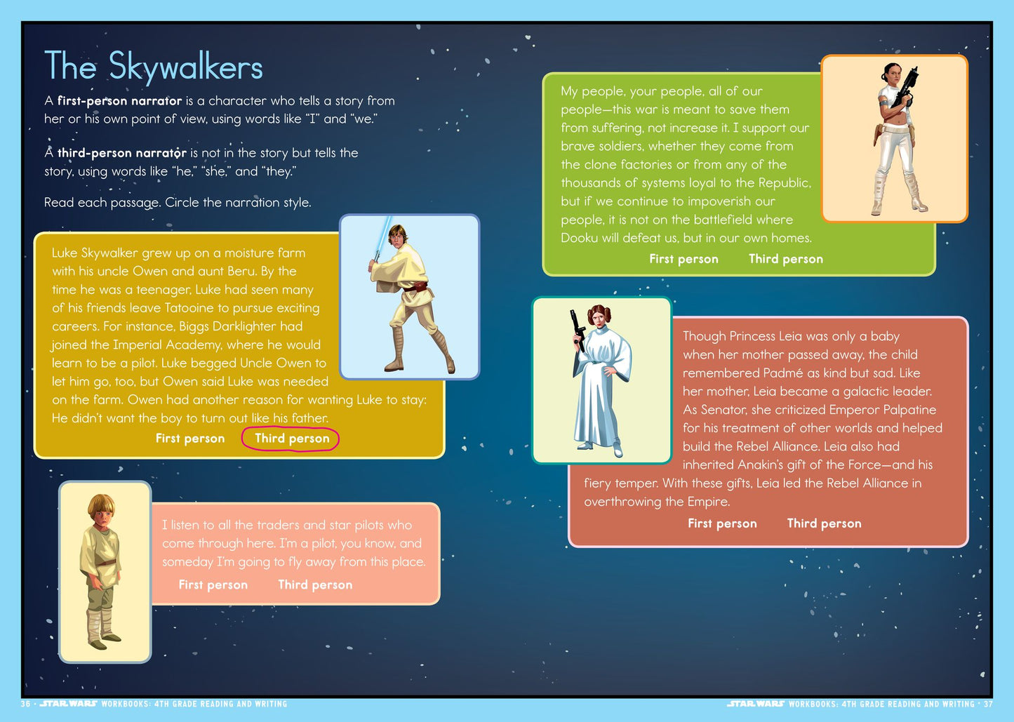 Star Wars Workbook: 4th Grade Reading and Writing