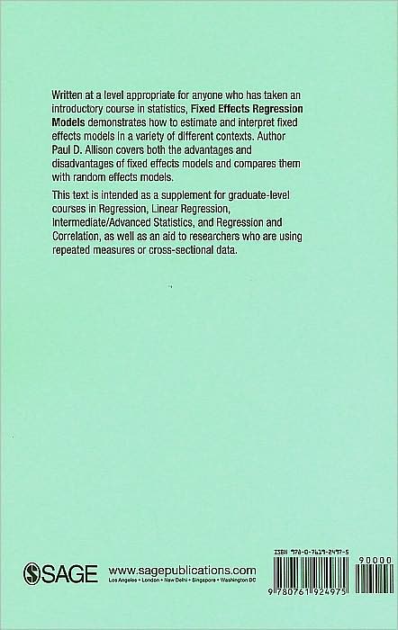 Fixed Effects Regression Models