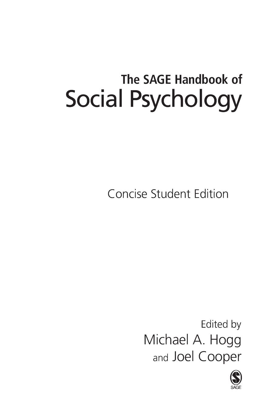 SAGE Handbook of Social Psychology