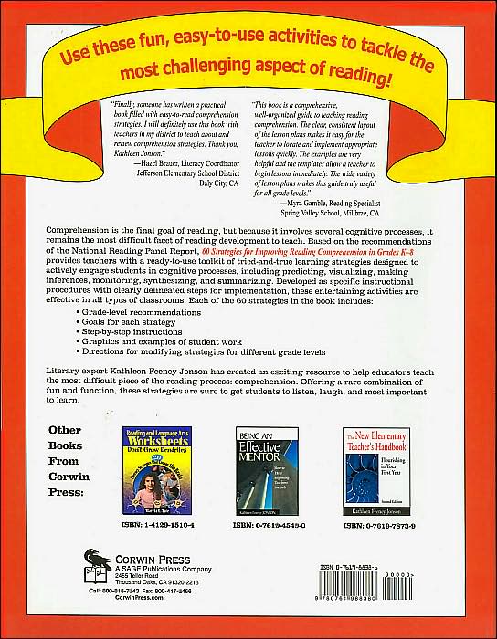 60 Strategies for Improving Reading Comprehension in Grades K-8