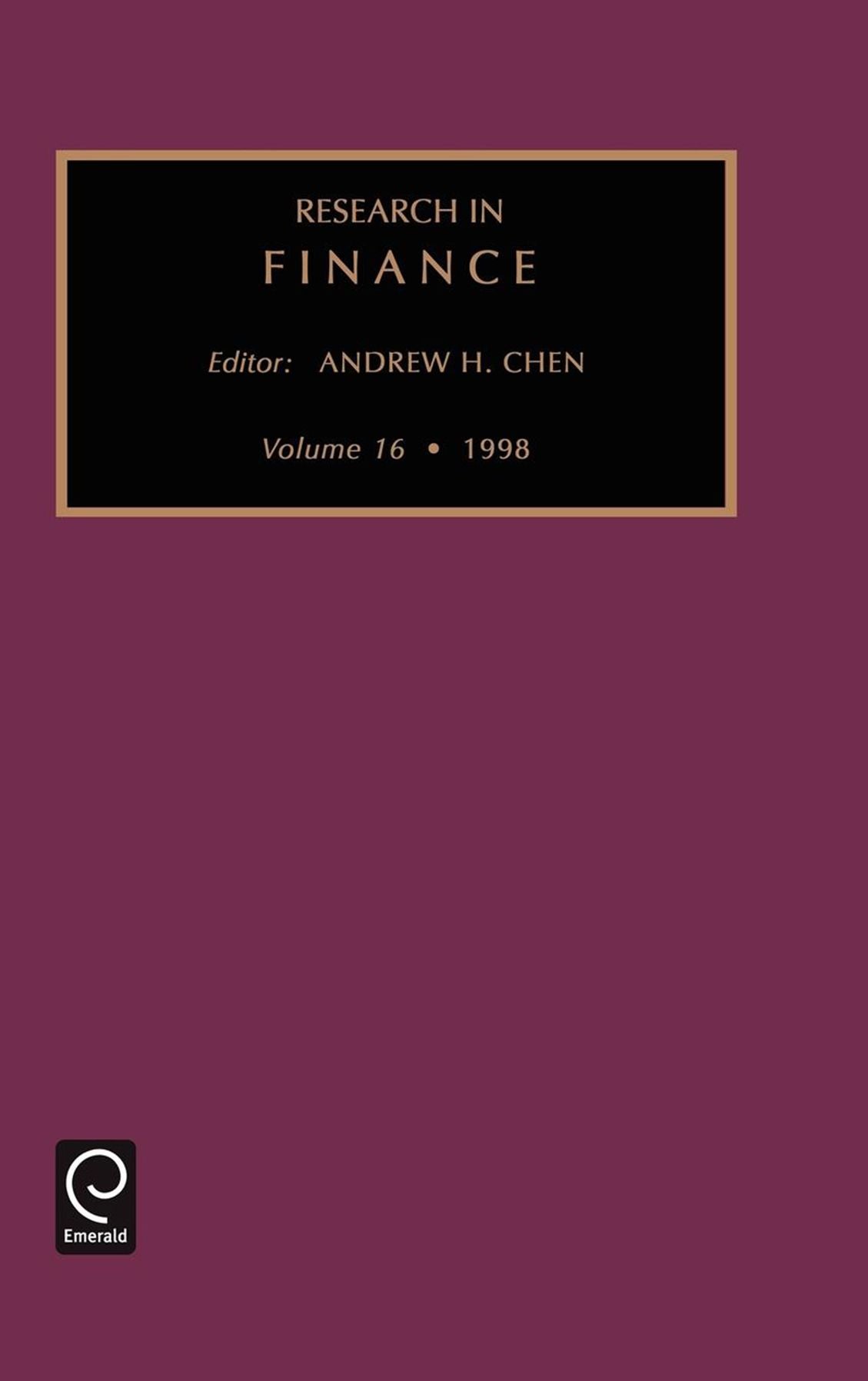 Research in Finance, Volume 16