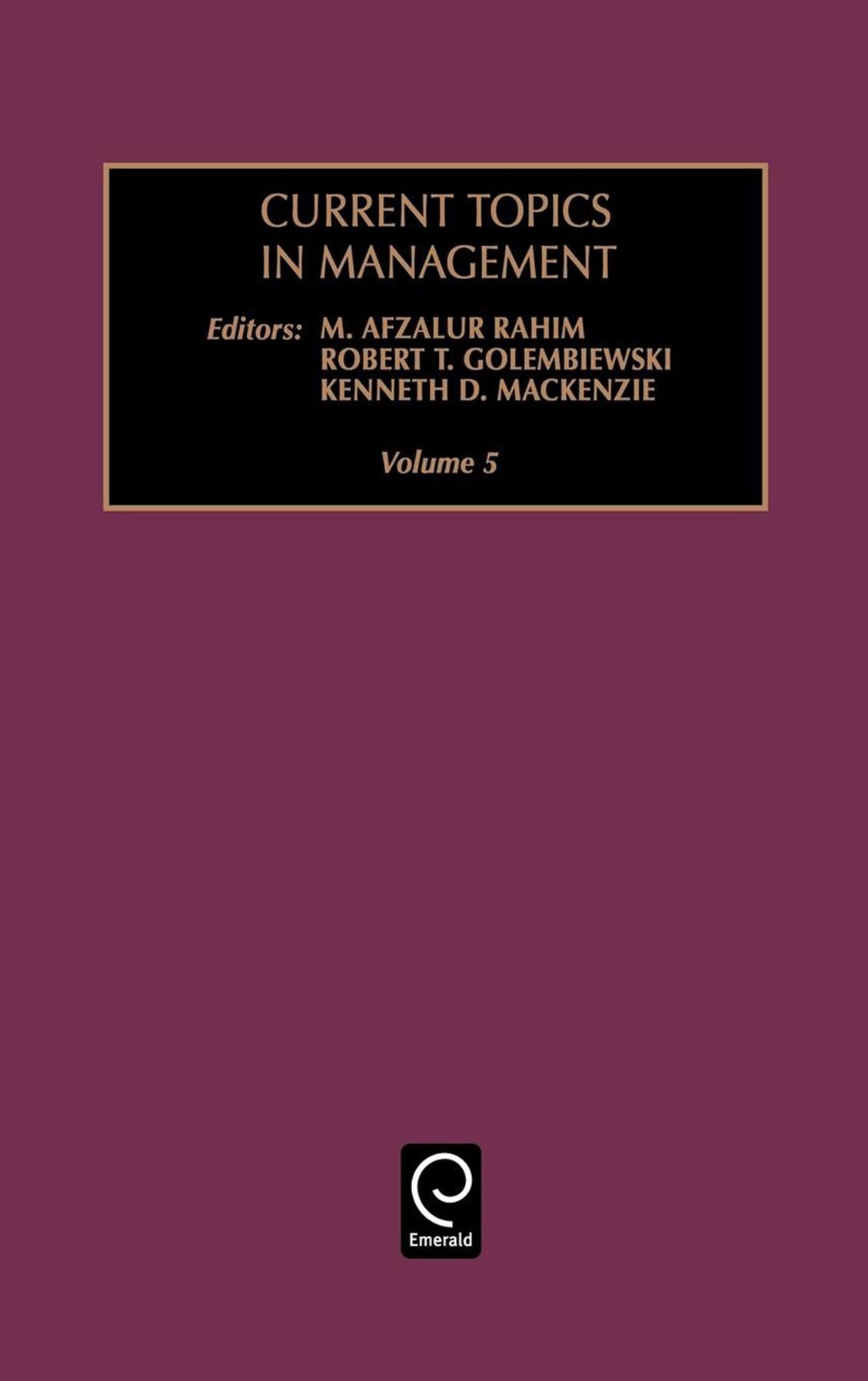 Current Topics in Management, Volume 5