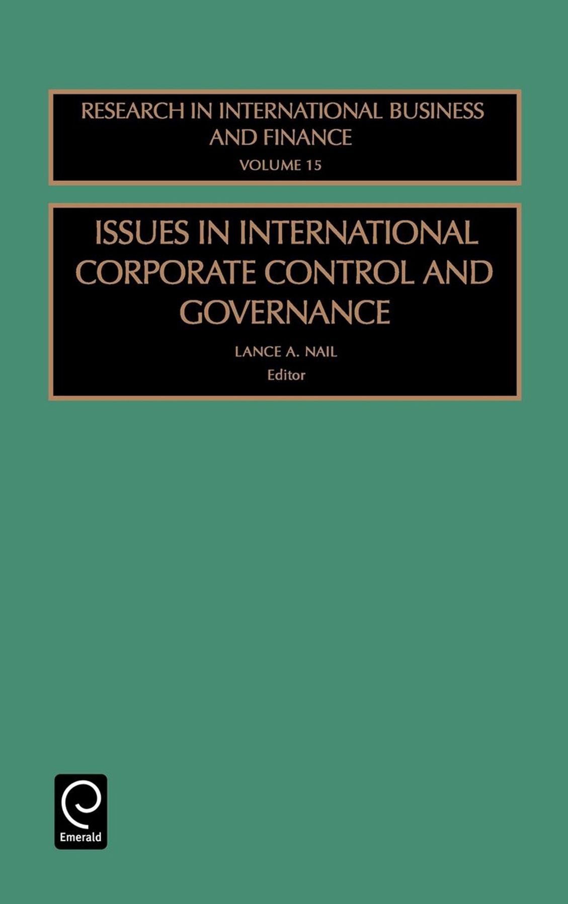 Issues in International Corporate Control and Governance