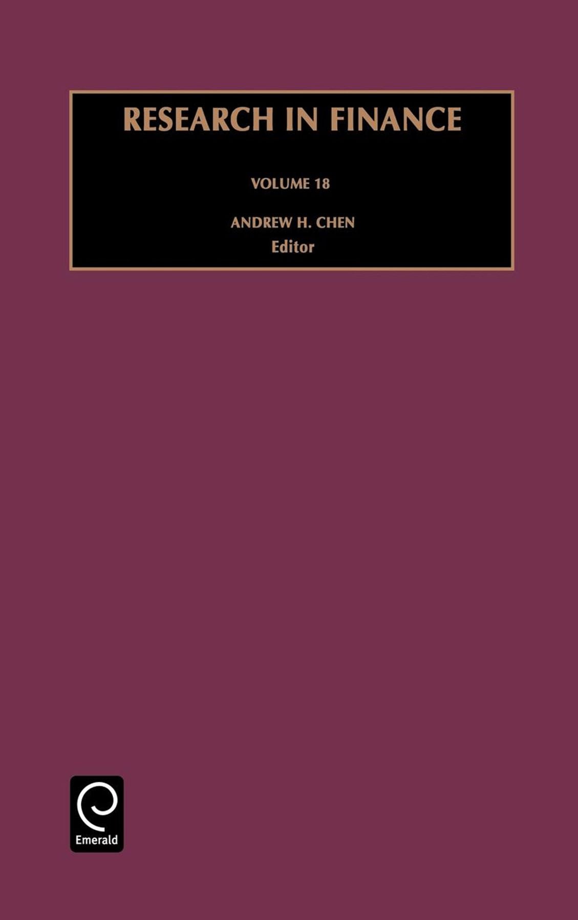 Research in Finance, Volume 18