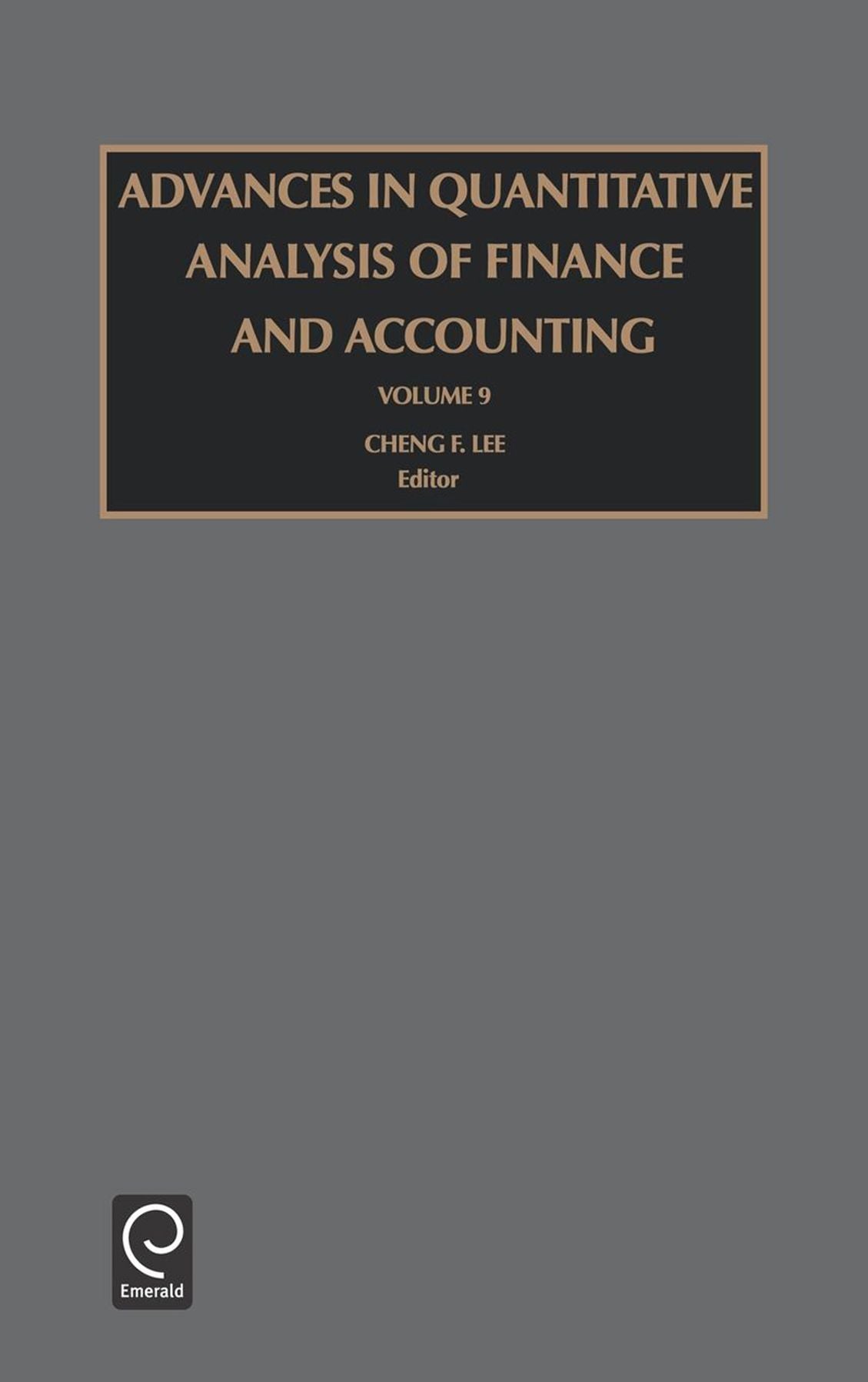 Advances in Quantitative Analysis of Finance and Accounting, Volume 9