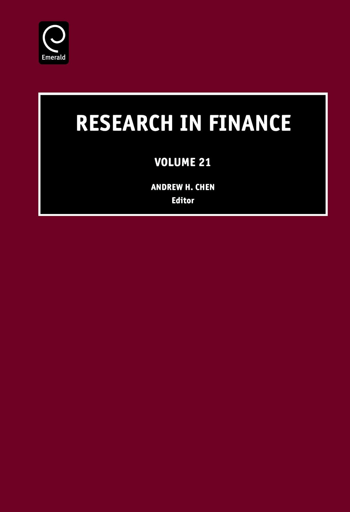 Research in Finance, Volume 21