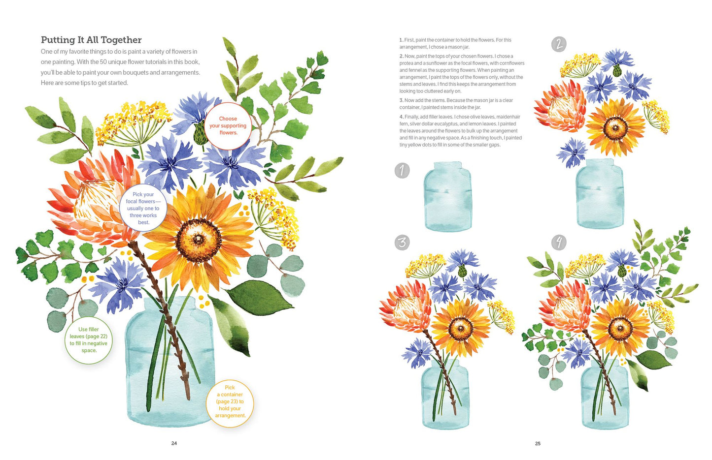 Watercolor the Easy Way Flowers: Step-by-Step Tutorials for 50 Flowers, Wreaths, and Bouquets