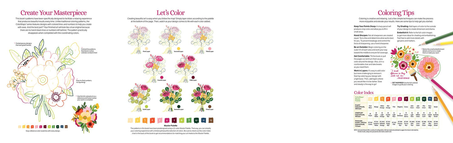 ColorMaps Flowers: Color-Coded Patterns Adult Coloring Book