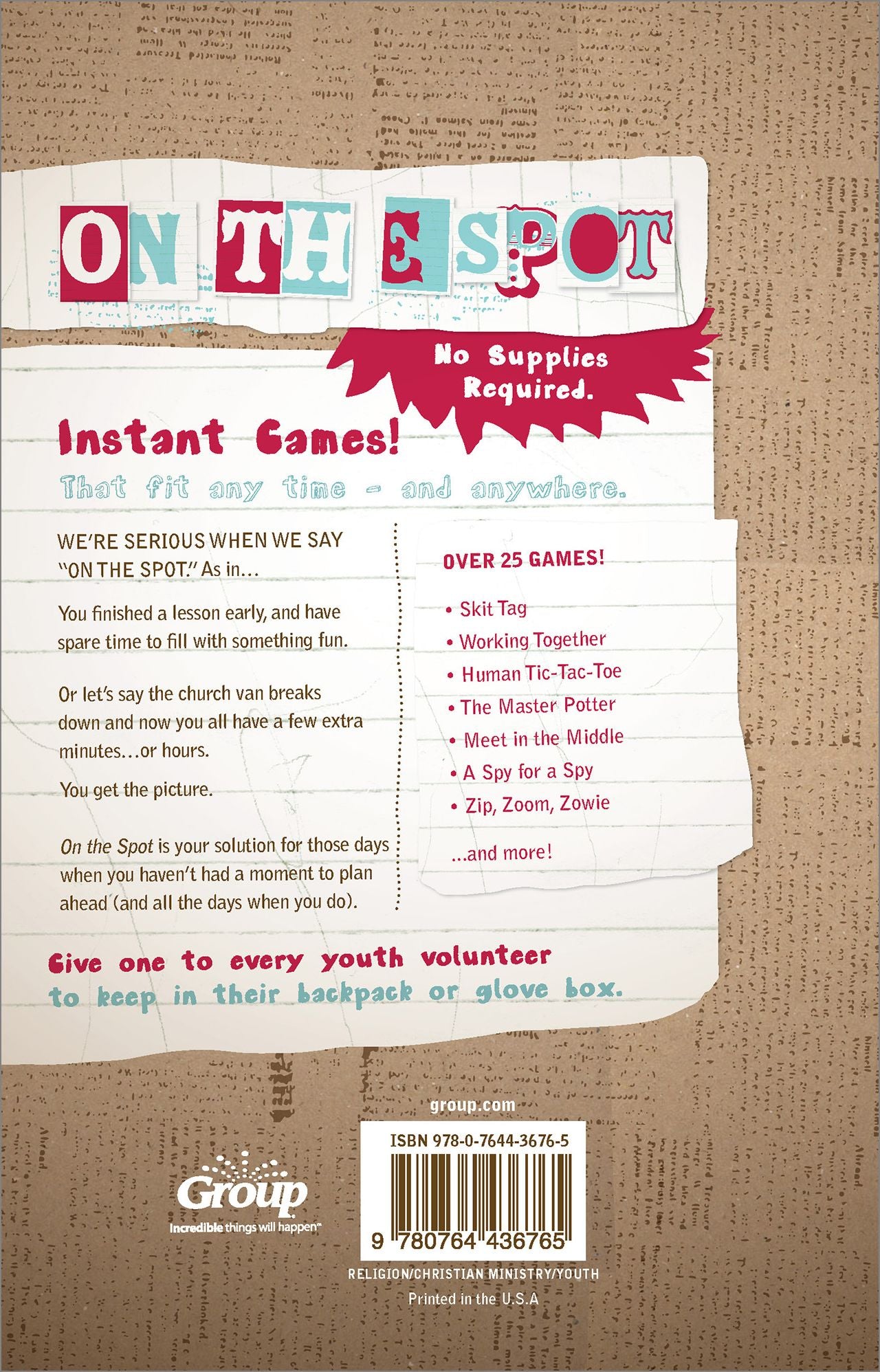 On the Spot, No-Prep Games for Youth Ministry