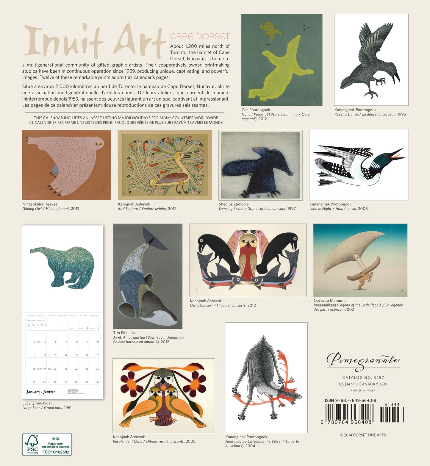 Cape Dorset Inuit Art 2015 Calendar