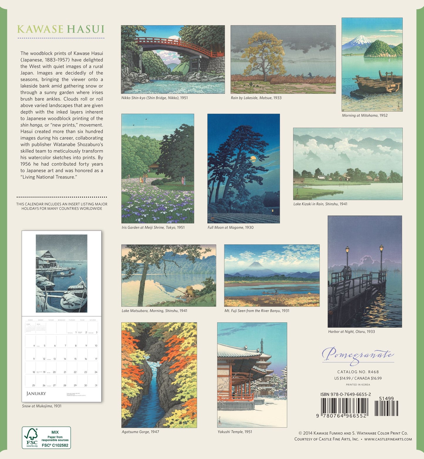 Kawase Hasui 2015 Calendar