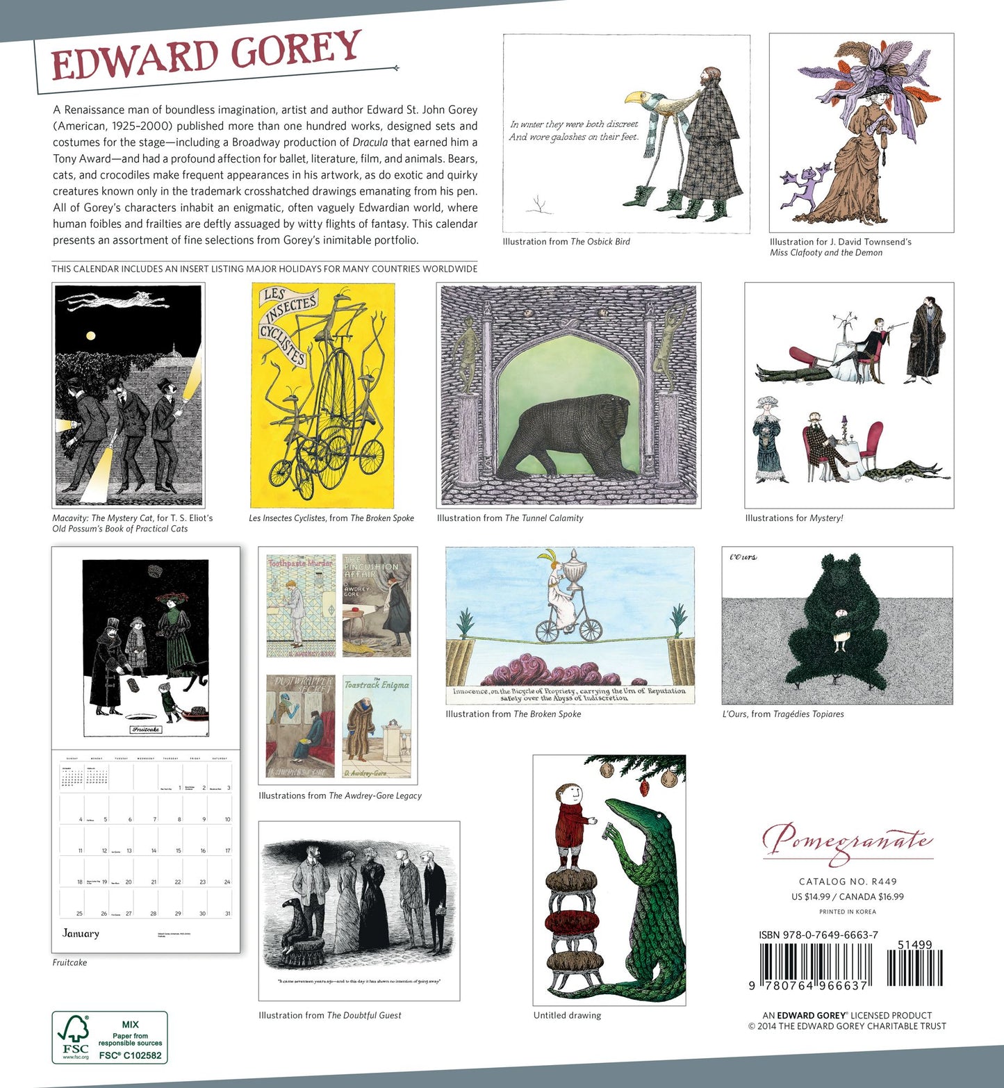 2015 Edward Gorey Wall Calendar