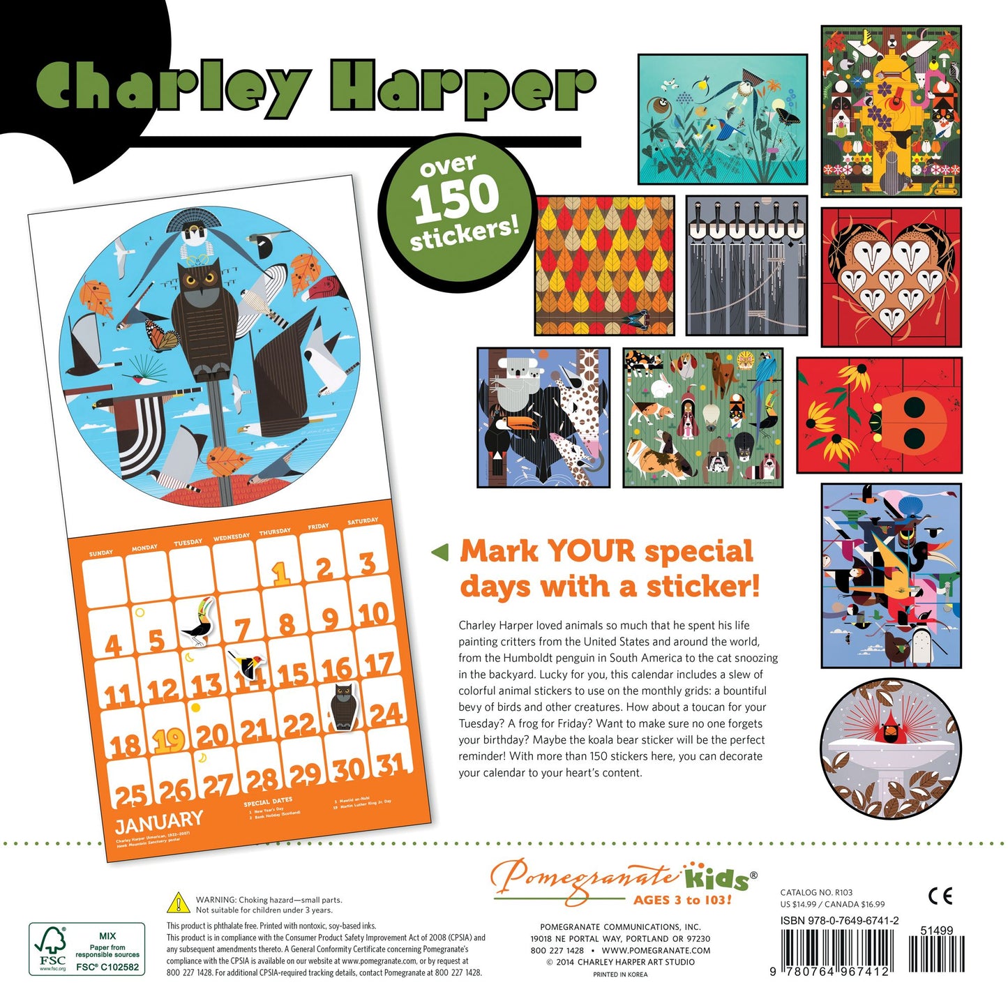 2015 Charley Harper Sticker Wall Calendar
