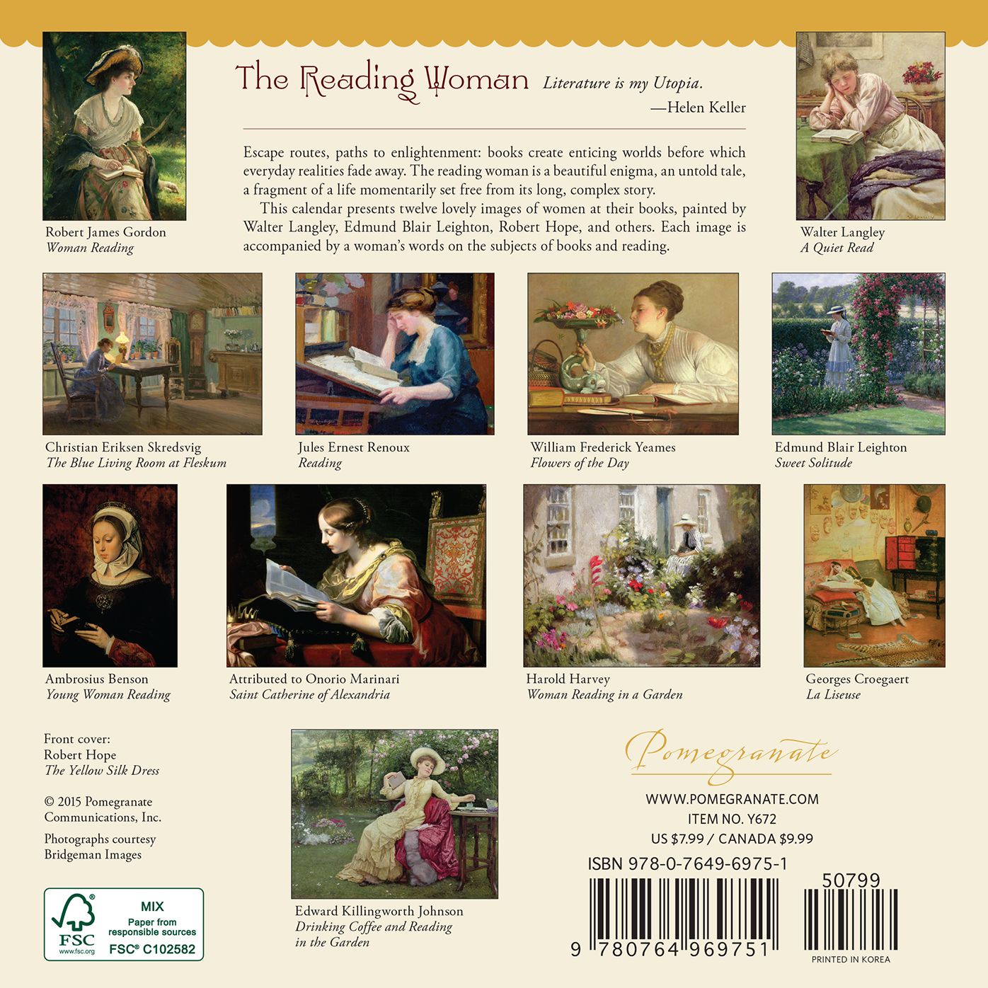 2016 The Reading Woman Mini Wall Calendar