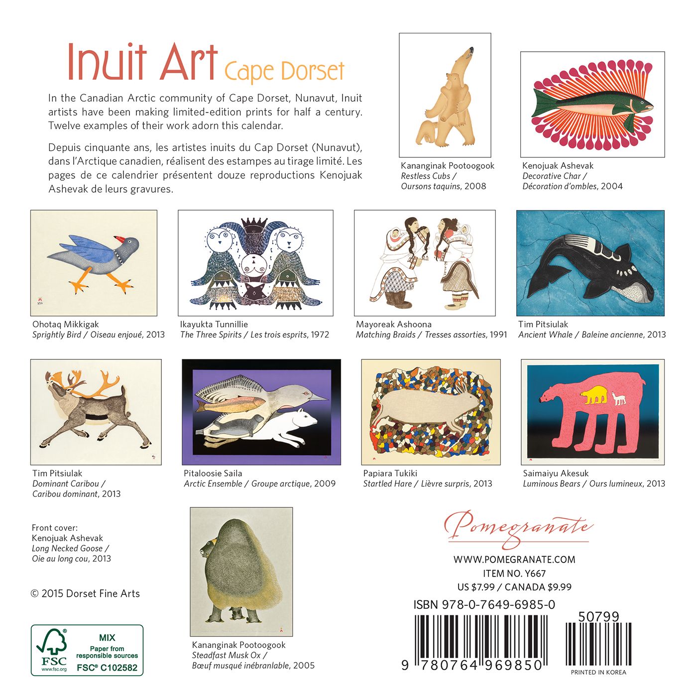 2016 Inuit Art Cape Dorset Mini Wall Calendar
