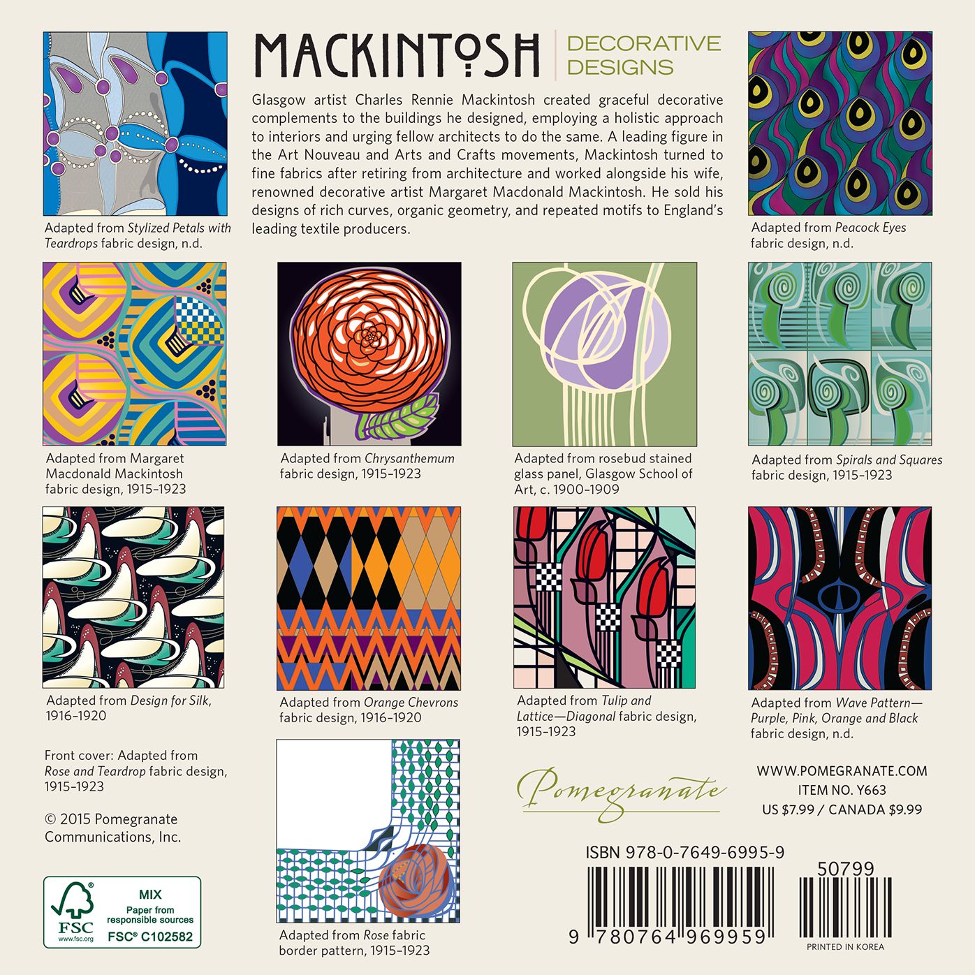 2016 Mackintosh Decorative Designs Mini Wall Calendar