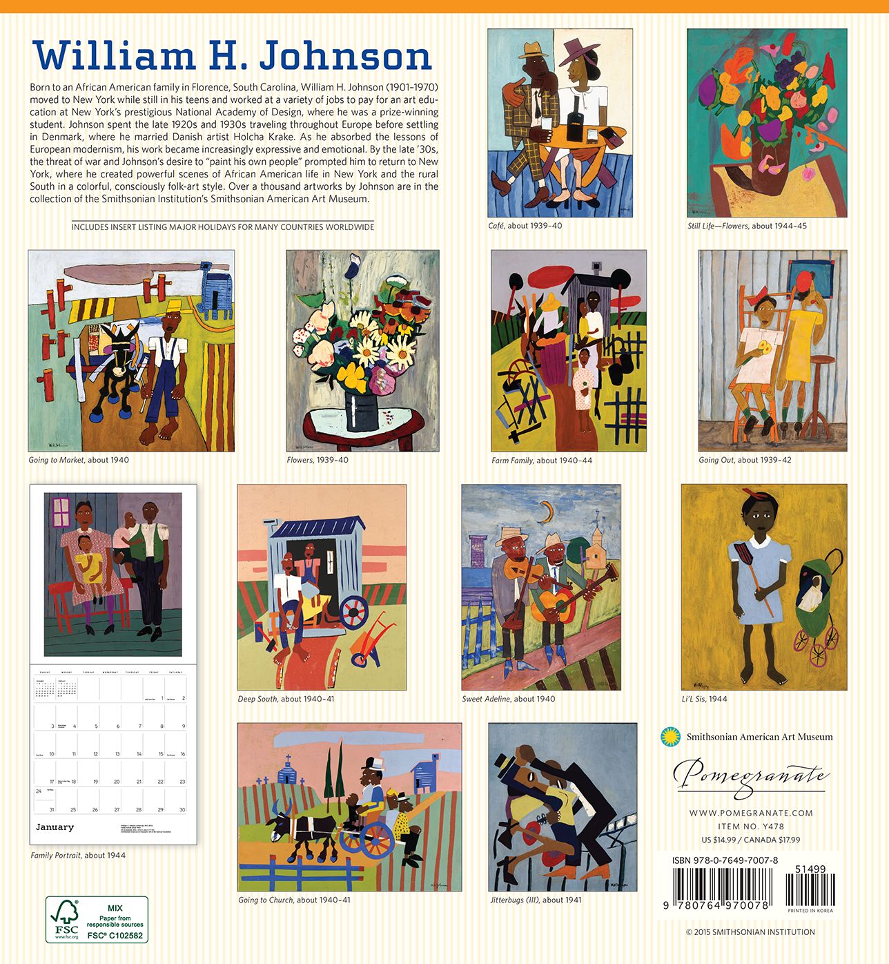 2016 William H. Johnson Wall Calendar