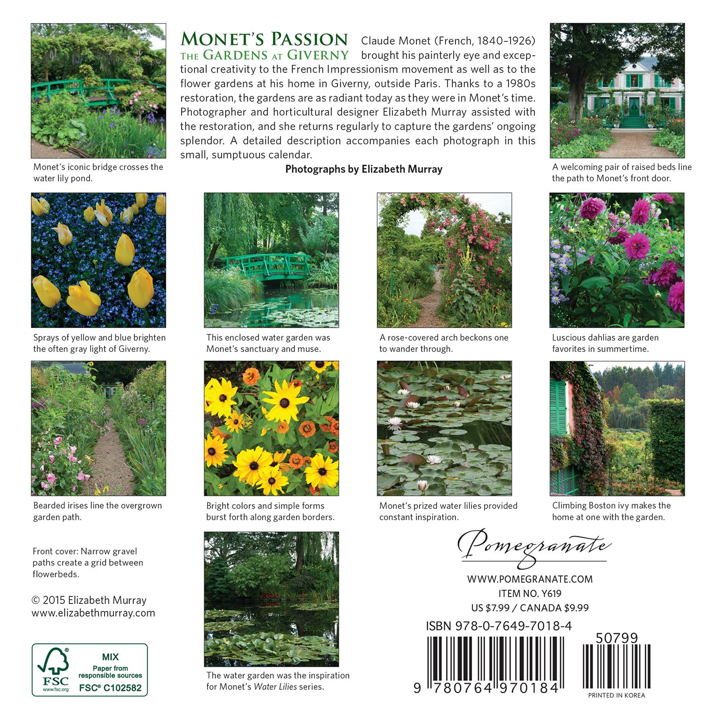 2016 Monets Passion The Gardens At Giverny Mini Wall Calendar