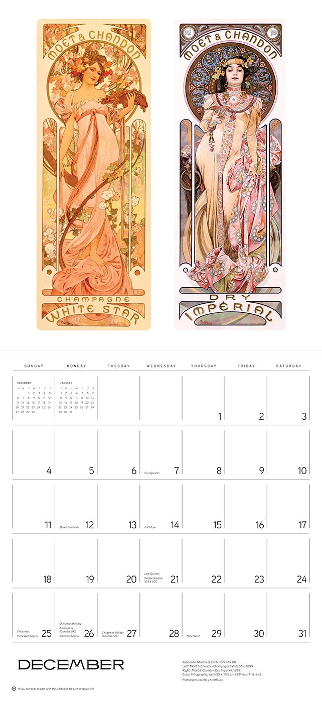2016 Alphonse Mucha Wall Calendar