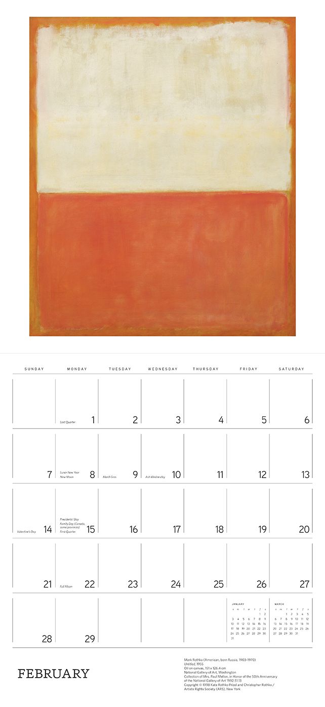 2016 Rothko Wall Calendar
