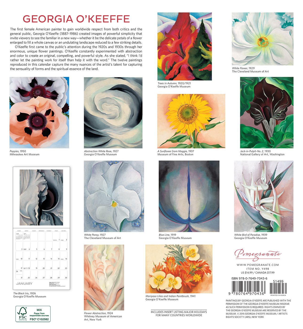 2016 Georgia Okeeffe Wall Calendar