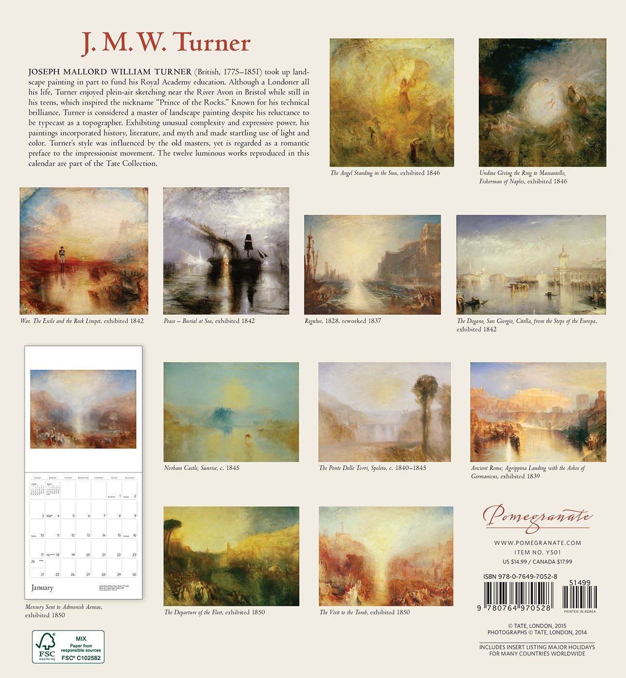 2016 J.M.W. Turner Wall Calendar