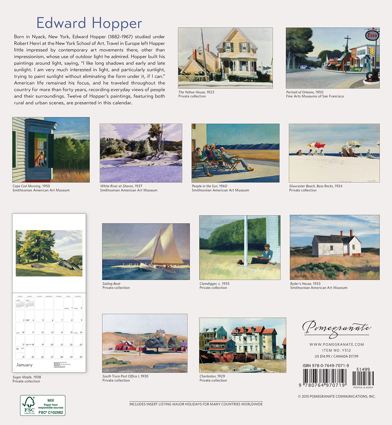 2016 Edward Hopper Wall Calendar