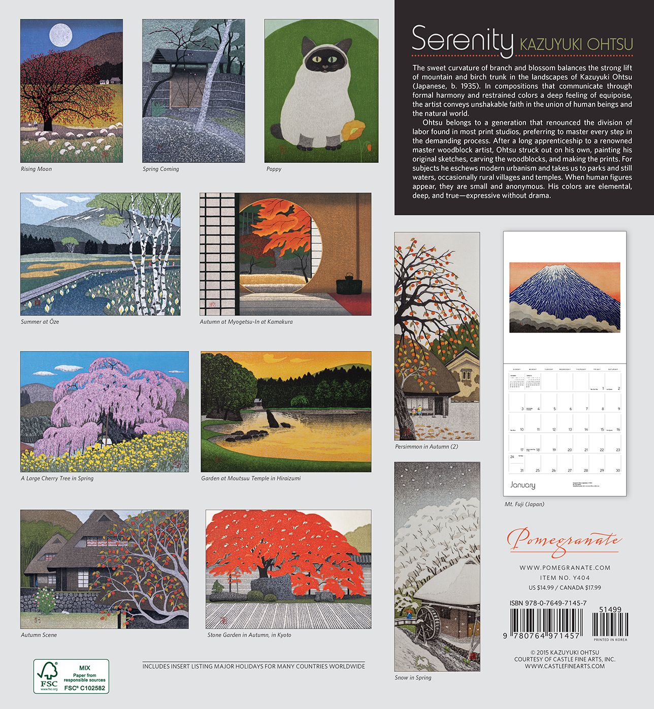 2016 Ohtsu Serenity Wall Calendar