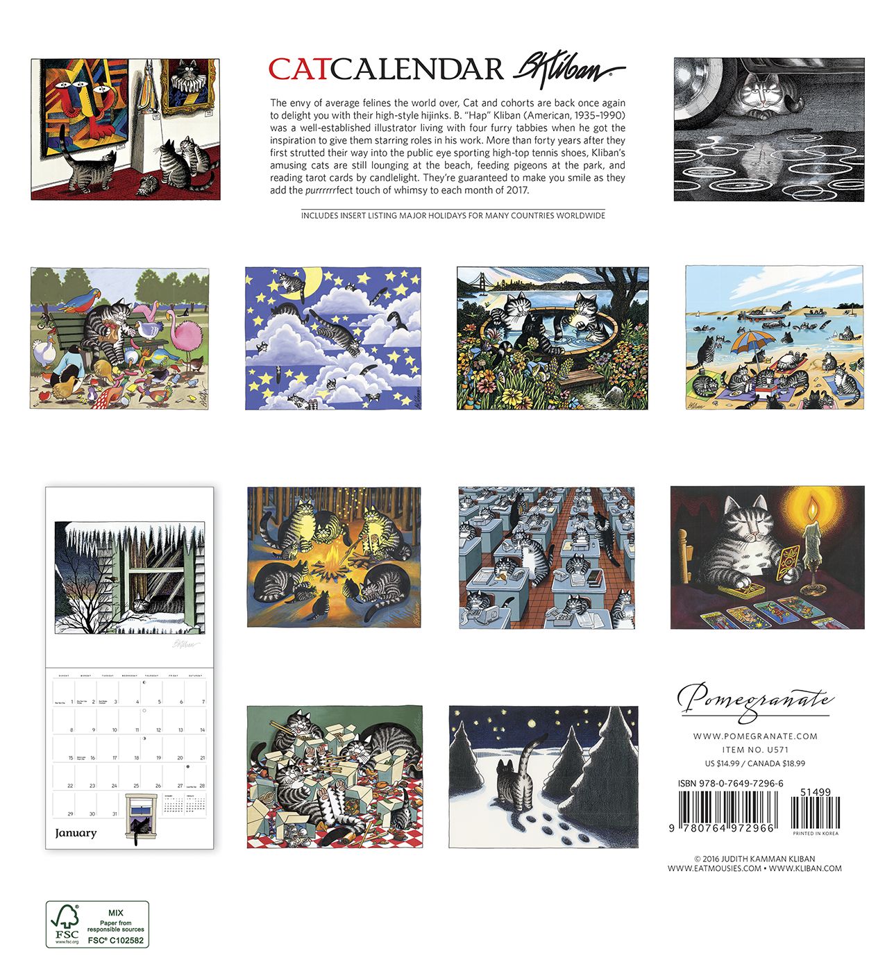 2017 B. Kliban: CatCalendar Wall Calendar