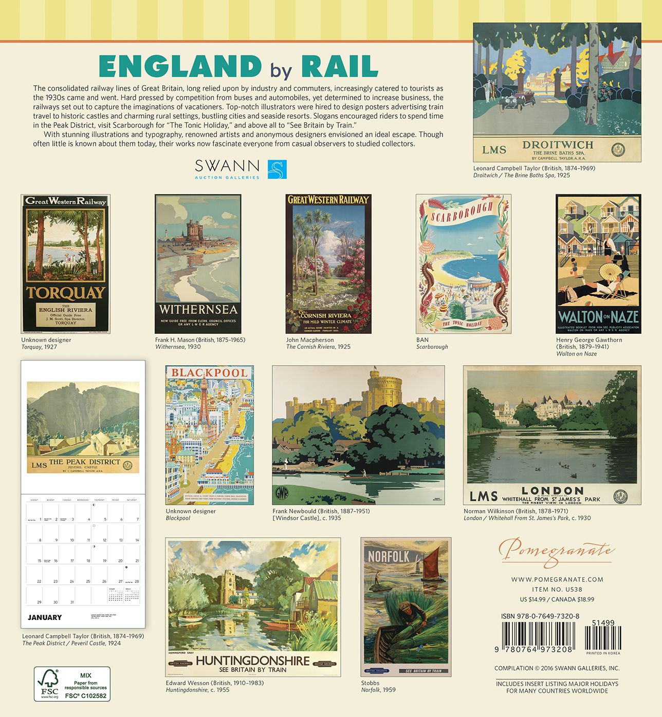2017 England by Rail Wall Calendar