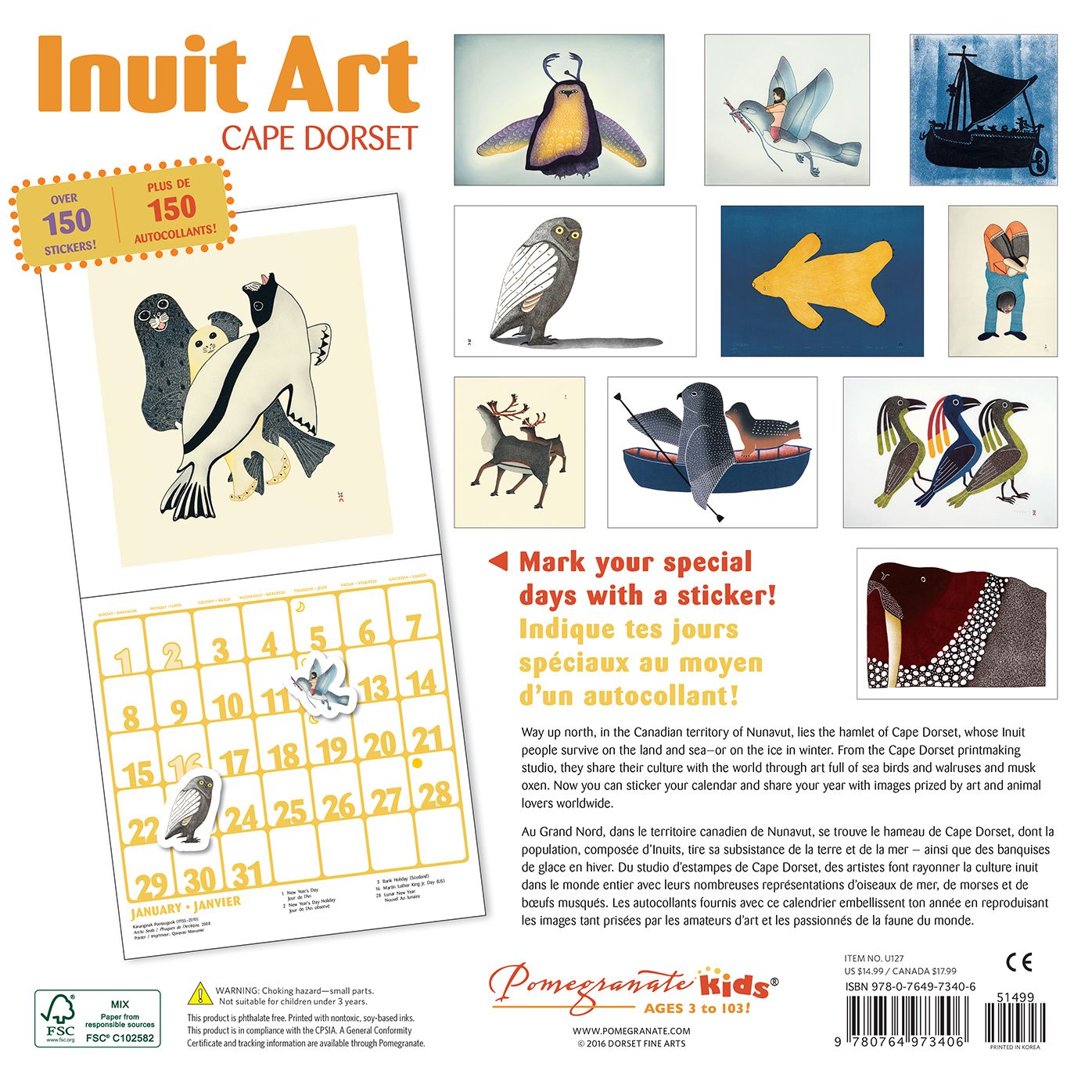 2017 Inuit Art: Cape Dorset Sticker Calendar
