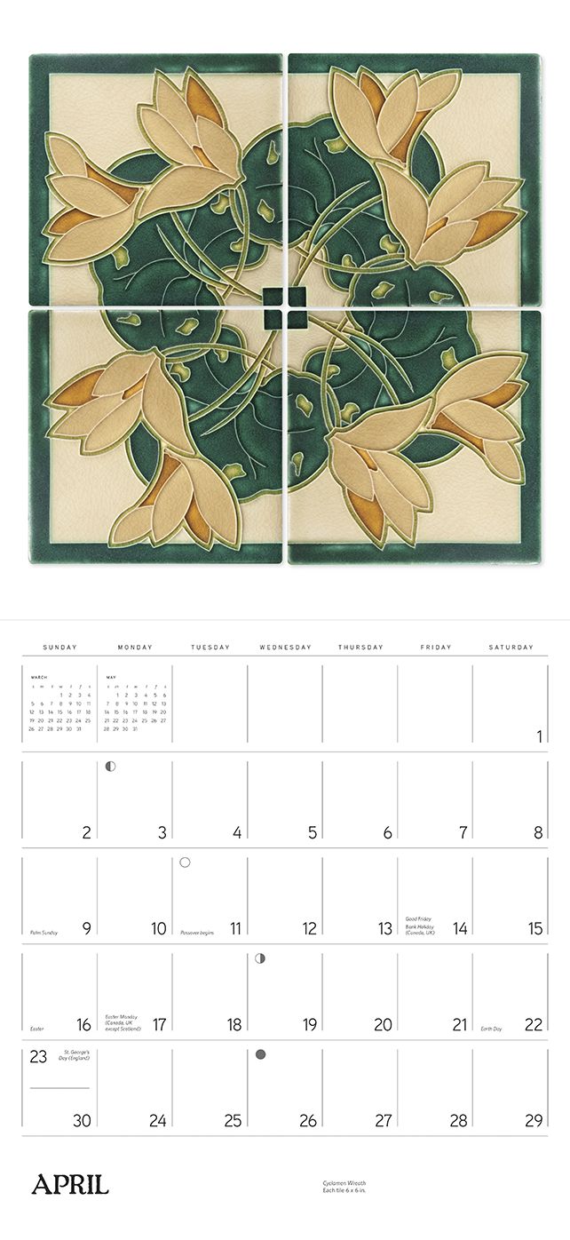 2017 Arts & Crafts Tiles Wall Calendar