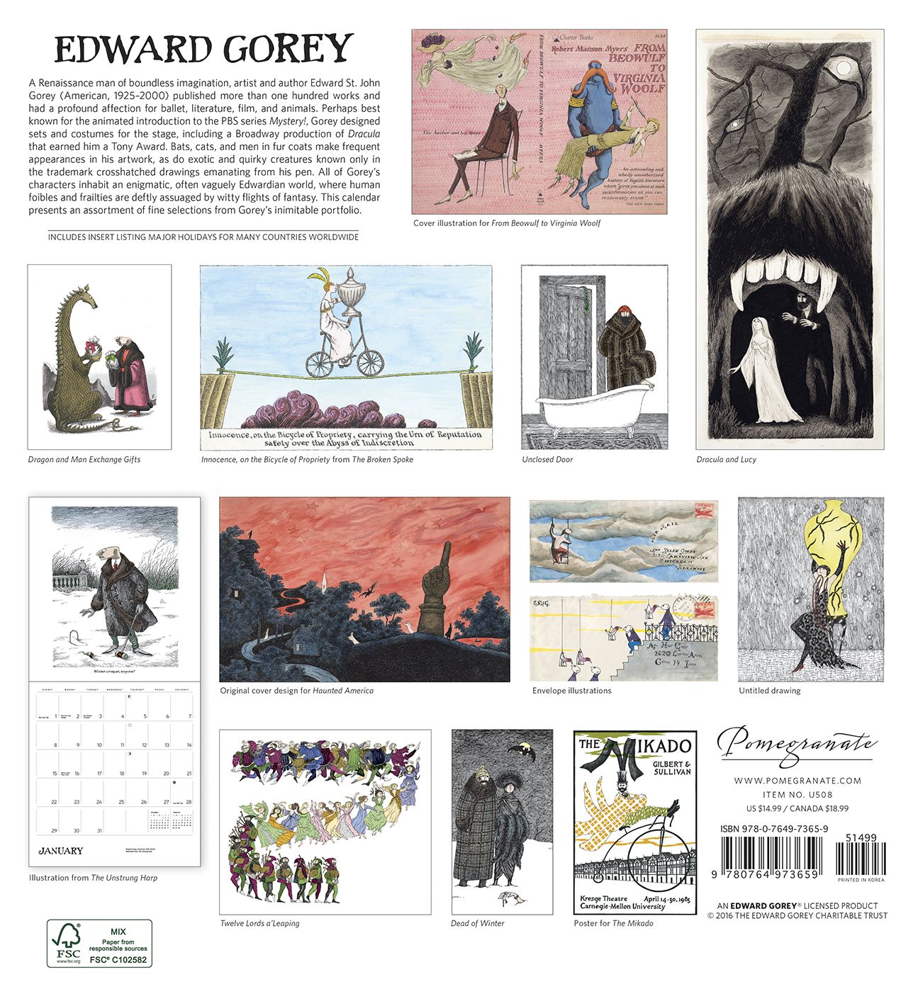 2017 Edward Gorey Wall Calendar