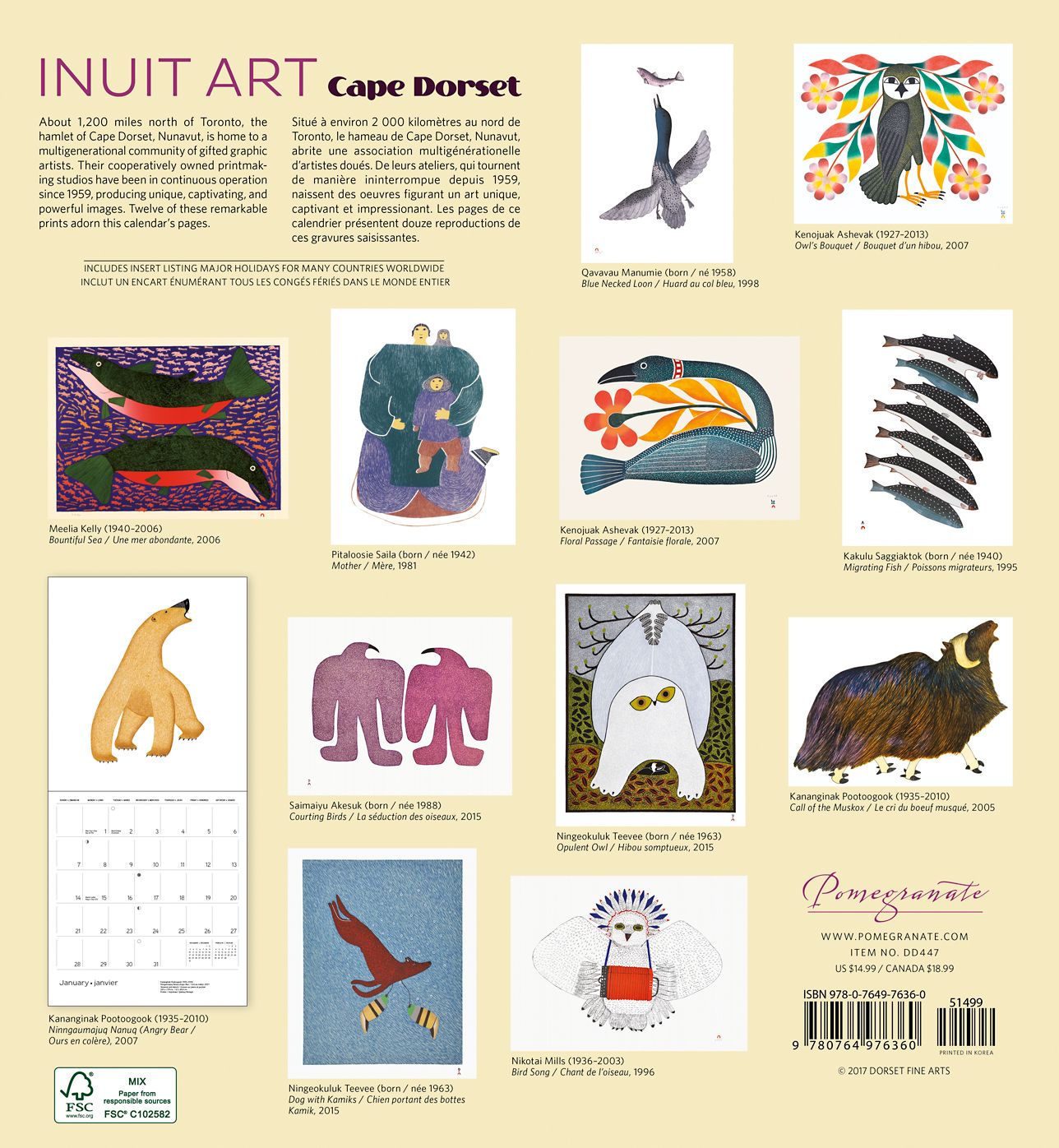 2018 Inuit Art: Cape Dorset WALL CALENDAR