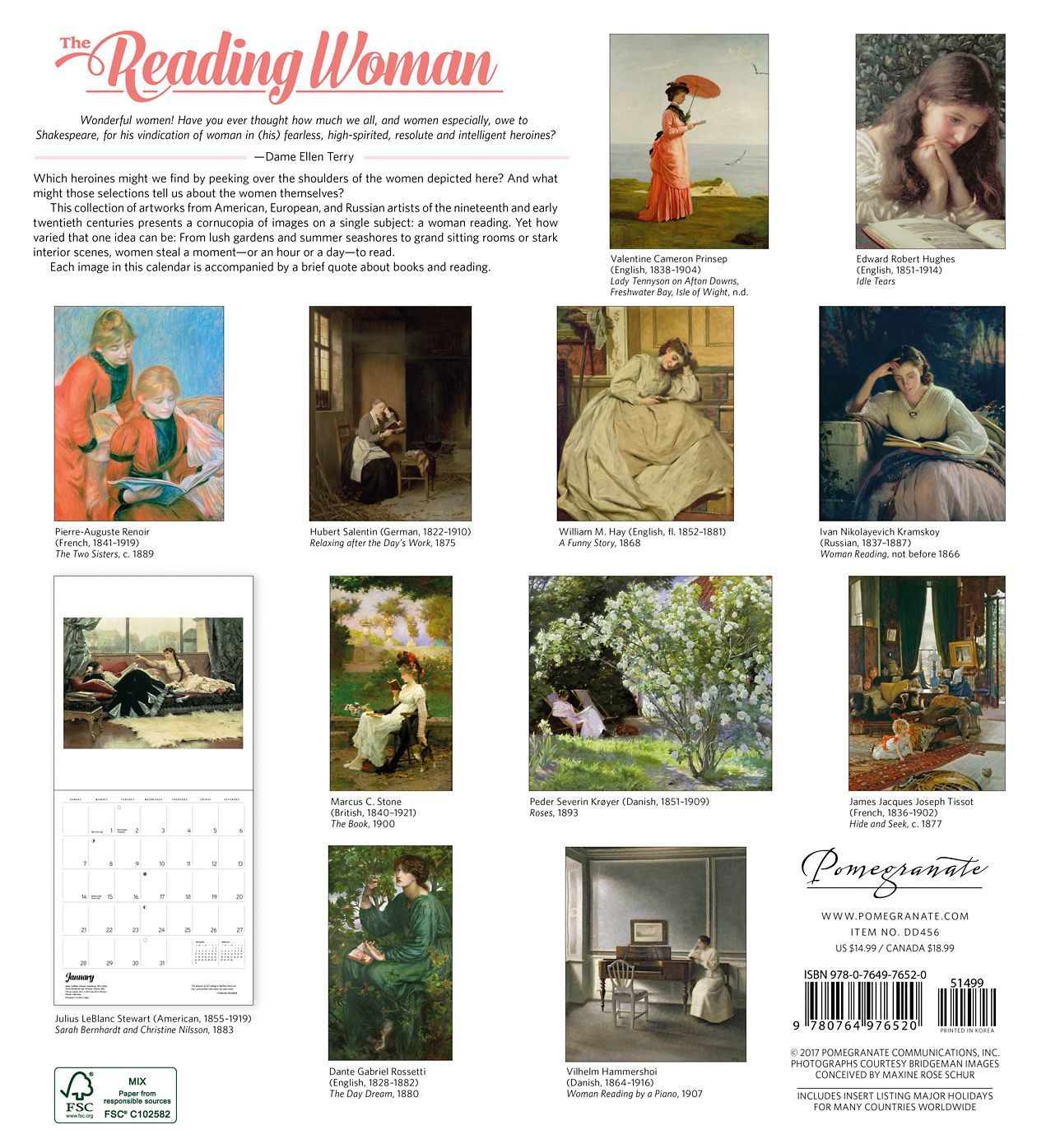2018 The Reading Woman WALL CALENDAR