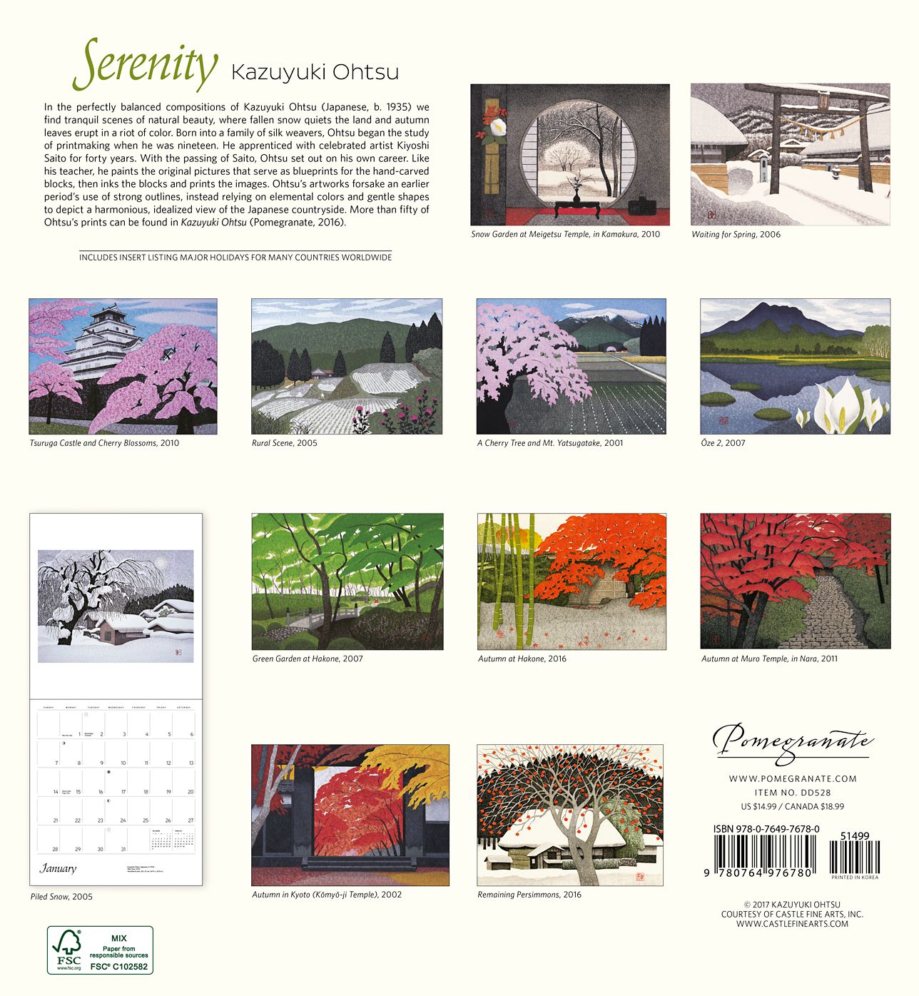 2018 Kazuyuki Ohtsu: Serenity WALL CALENDAR