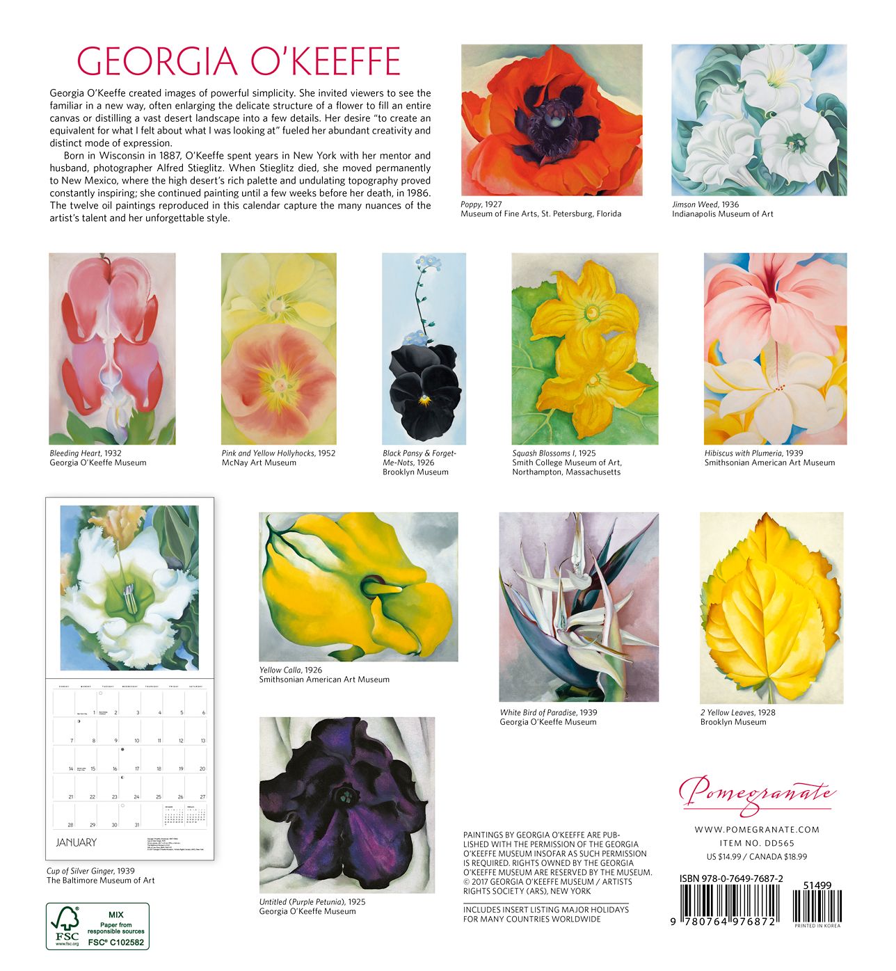 2018 Georgia OKeeffe WALL CALENDAR