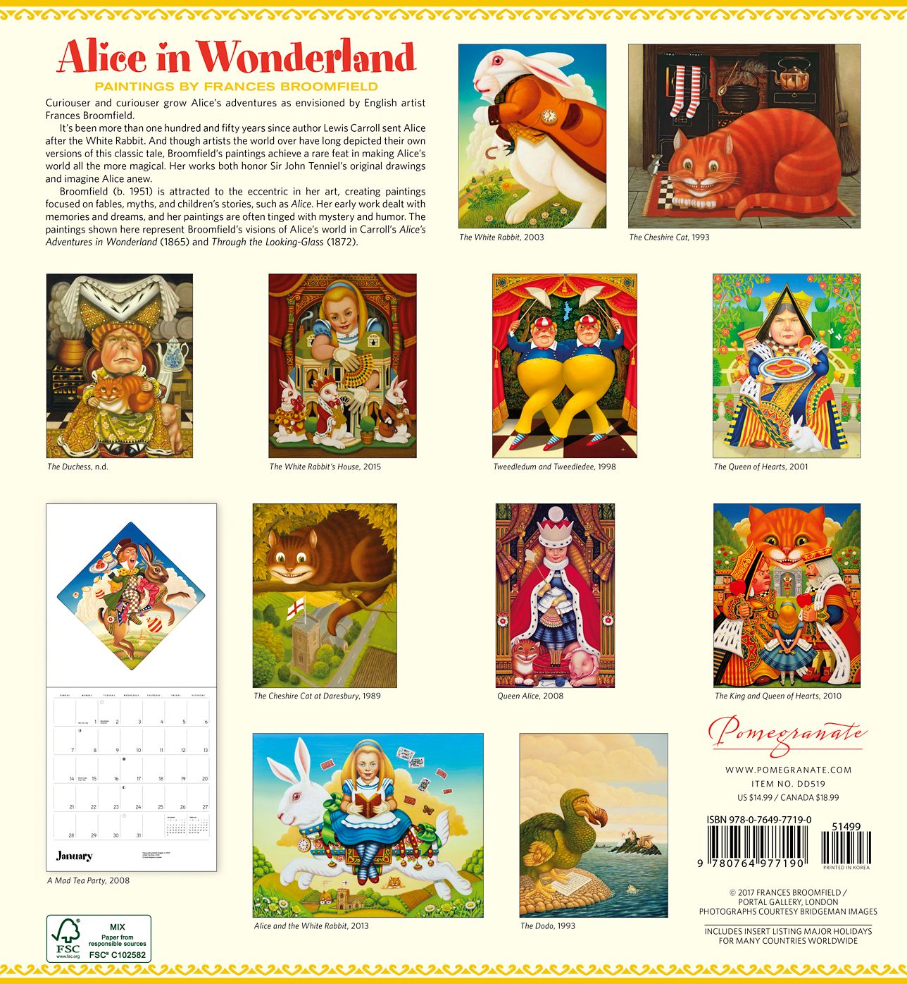 2018 Alice in Wonderland: Paintings by Frances Broomfield WALL CALENDAR