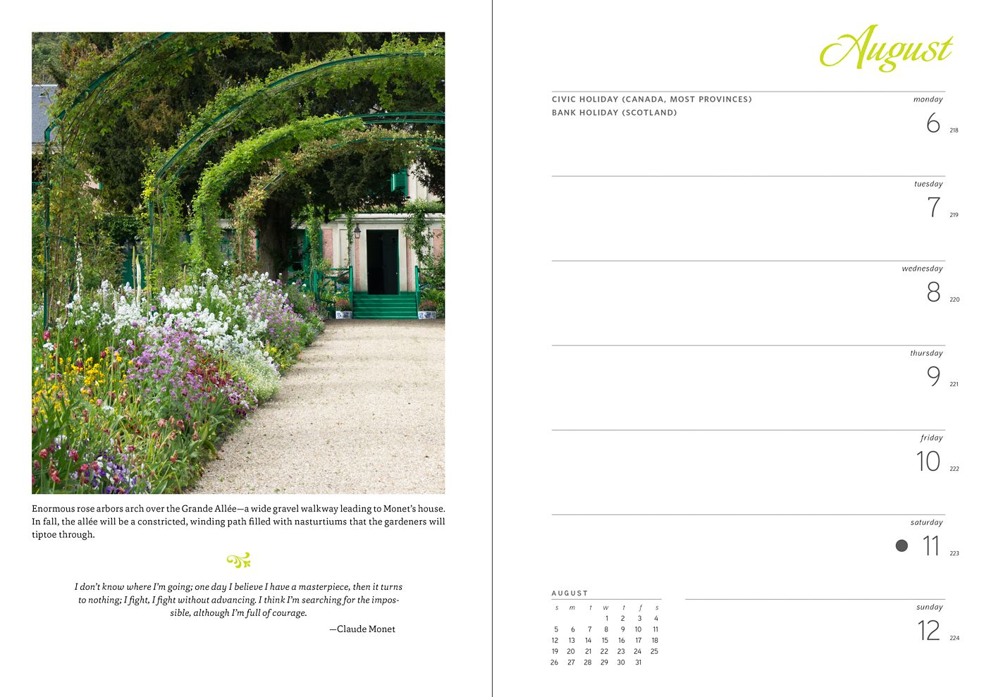 2018 Monets Passion: The Gardens at Giverny ENGAGEMENT CALENDAR