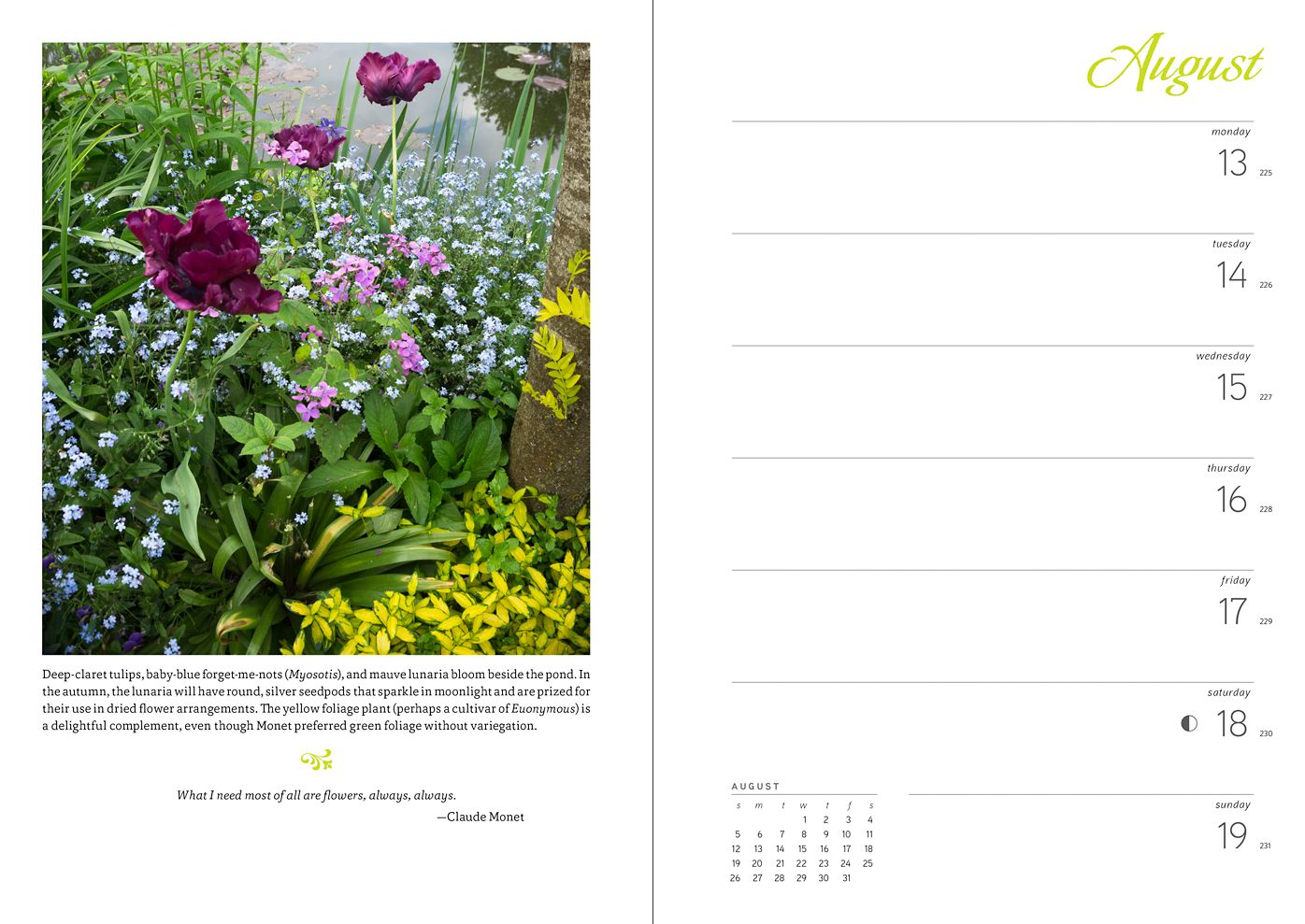 2018 Monets Passion: The Gardens at Giverny ENGAGEMENT CALENDAR
