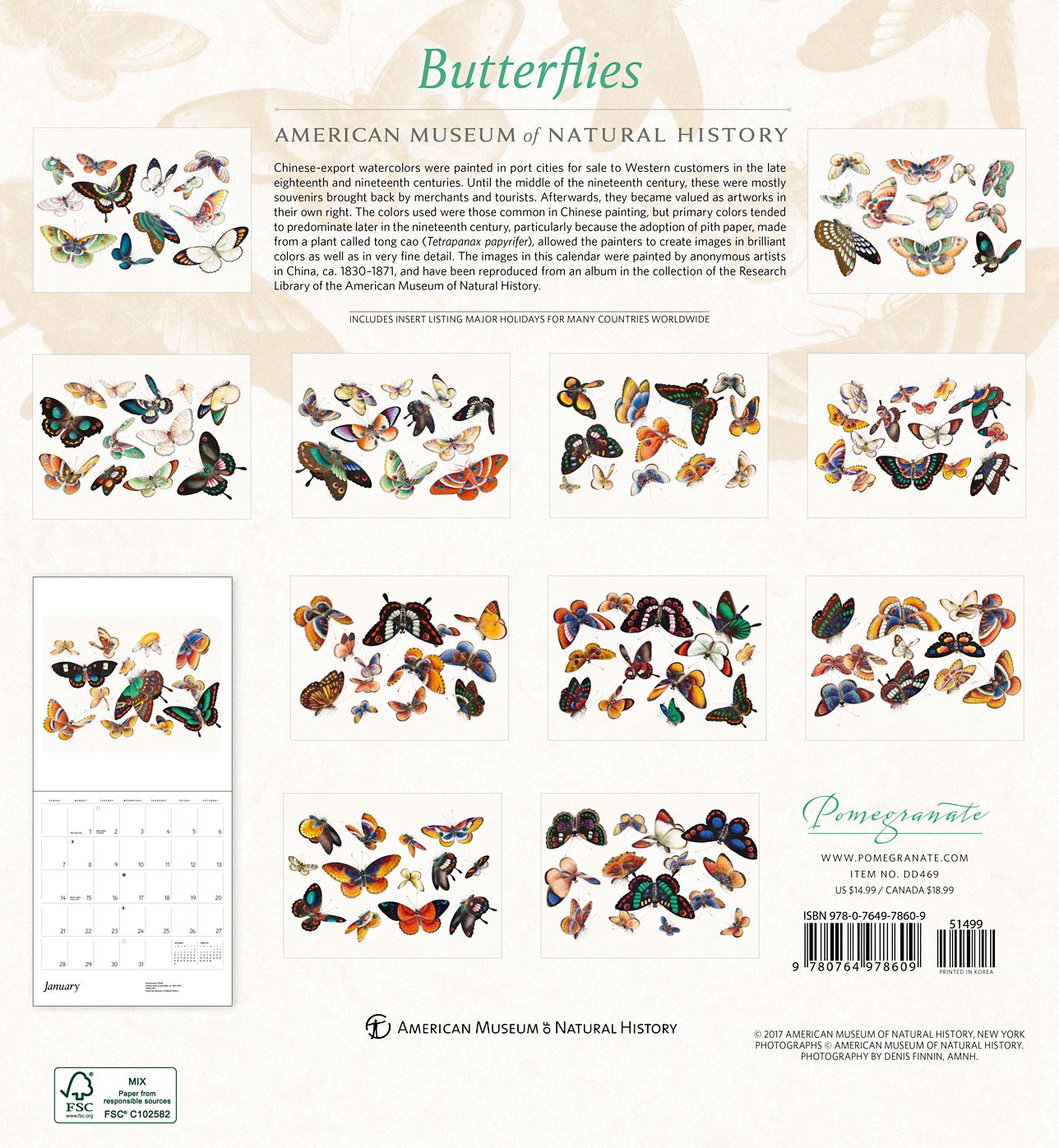 2018 Butterflies WALL CALENDAR