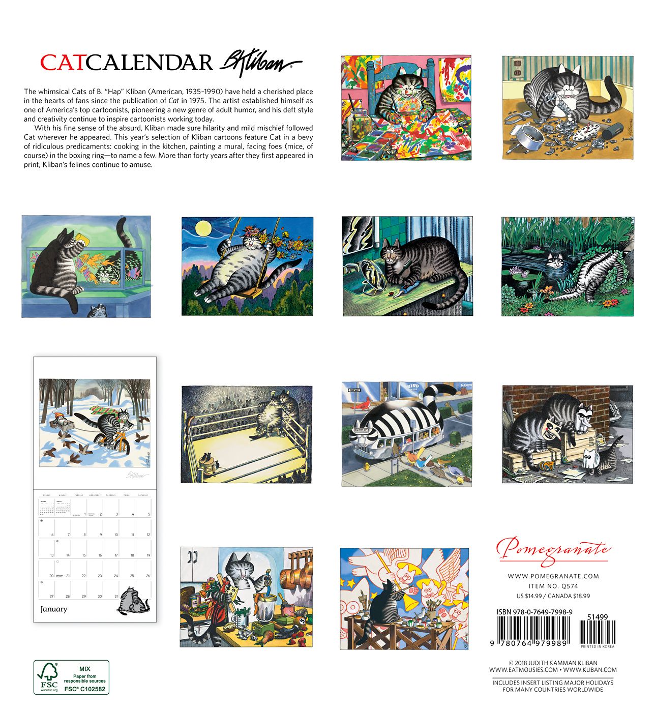 B. Kliban: Catcalendar 2019 Wall Calendar