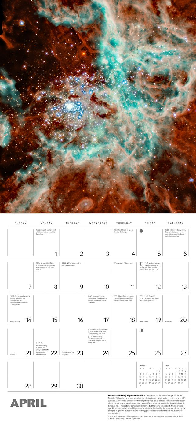 Space: Views from the Hubble Telescope 2019 Wall Calendar