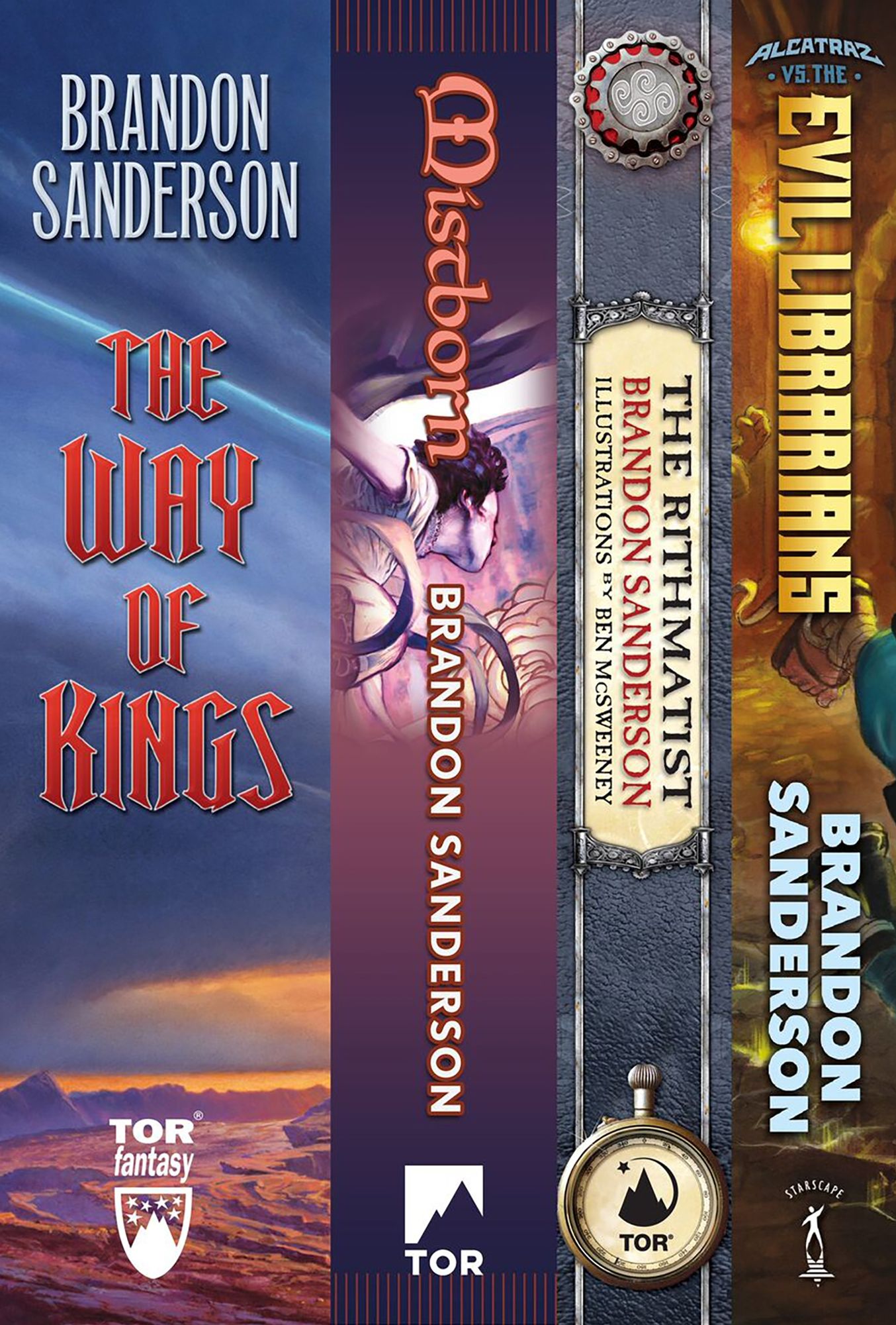 Brandon Sanderson's Fantasy Firsts: (The Way of Kings, Mistborn: The Final Empire, Rithmatist, Alcatraz vs. The Evil Librarians)
